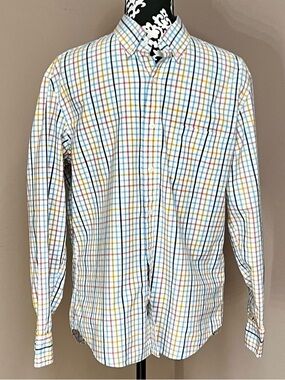 J.CREW Tattersall Slim Untucked 100% Cotton Flex Washed Button-Down Shirt